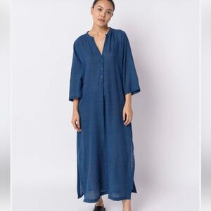 World of crow, long blue tunic dress with high slit new with tags- extra small